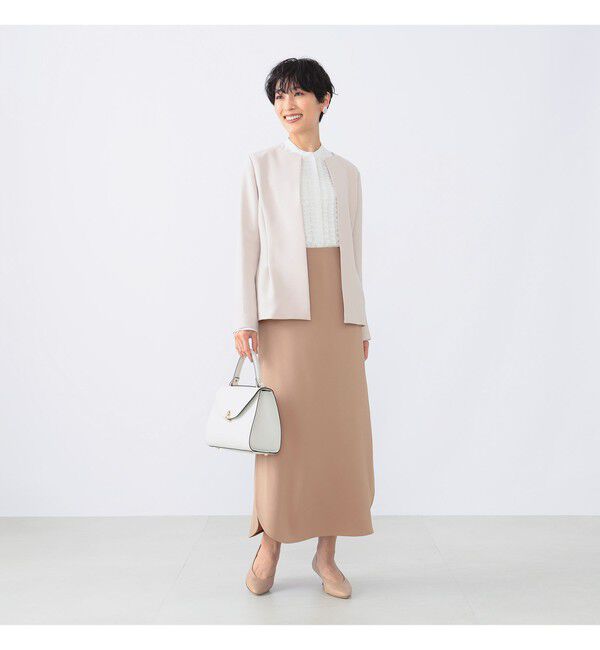 Demi-Luxe BEAMS 「トリアセ ペプラムジャケット＊」|ノーカラージャケット|