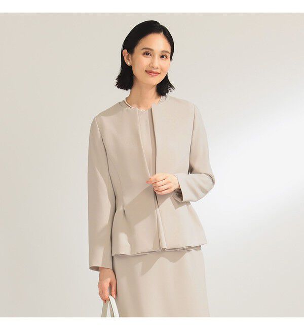 Demi-Luxe BEAMS 「トリアセ ペプラムジャケット＊」|ノーカラージャケット|