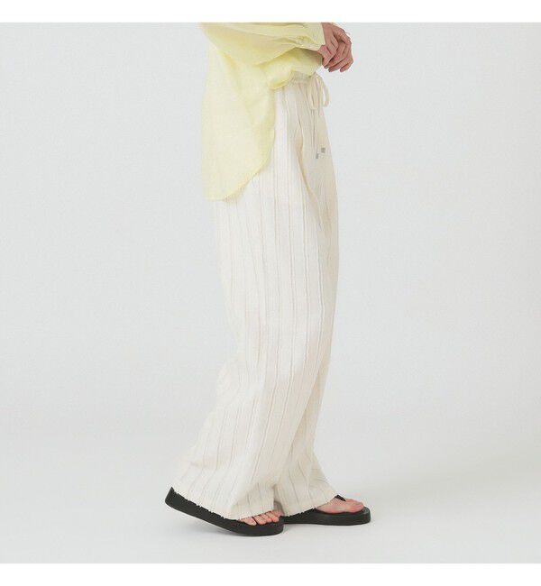 Ray BEAMS 「ストライプ ジャカード ワイド パンツ」|チノ|