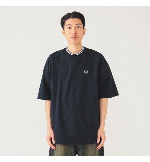 BEAMS「【別注】FRED PERRY / オーバーサイズ ピケ Tシャツ」|Tシャツ・カットソー|NAVY
