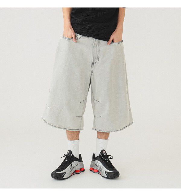 BEAMS「5ポケット クウォーターレングス ワイドデニム」|デニム|