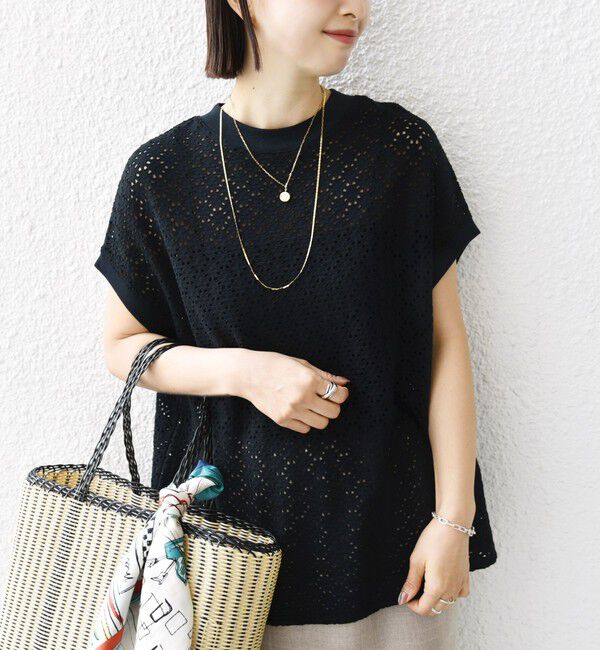 SHIPS for women「【WEB限定】〈手洗い可能〉アイレット クルーネック プルオーバー」|Tシャツ・カットソー|