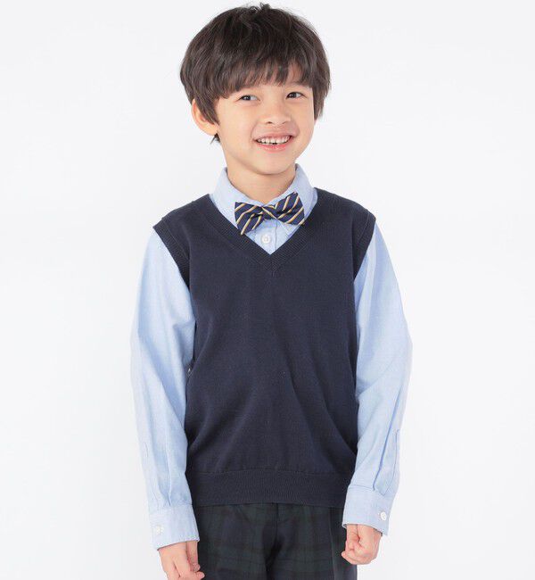 SHIPS KIDS「SHIPS KIDS:100～130cm / 14GG Vネック ベスト」|ベスト・ジレ|ネイビー