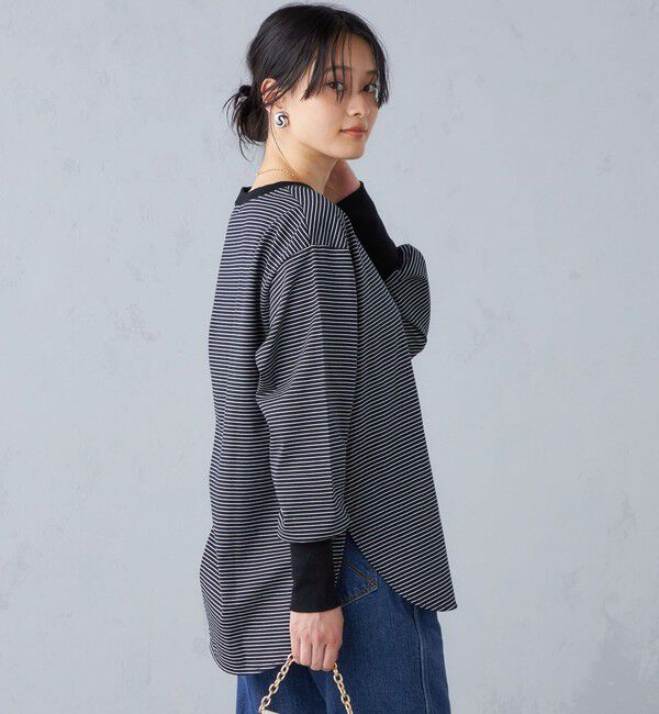 SHIPS for women「ロング リブ スリーブ カットソー  ボーダー / ソリッド」|Tシャツ・カットソー|