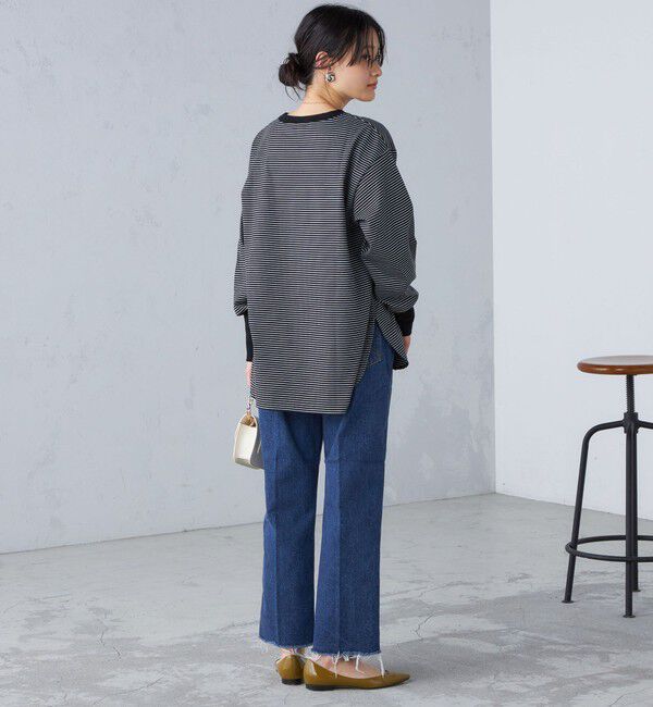 SHIPS for women「ロング リブ スリーブ カットソー  ボーダー / ソリッド」|Tシャツ・カットソー|