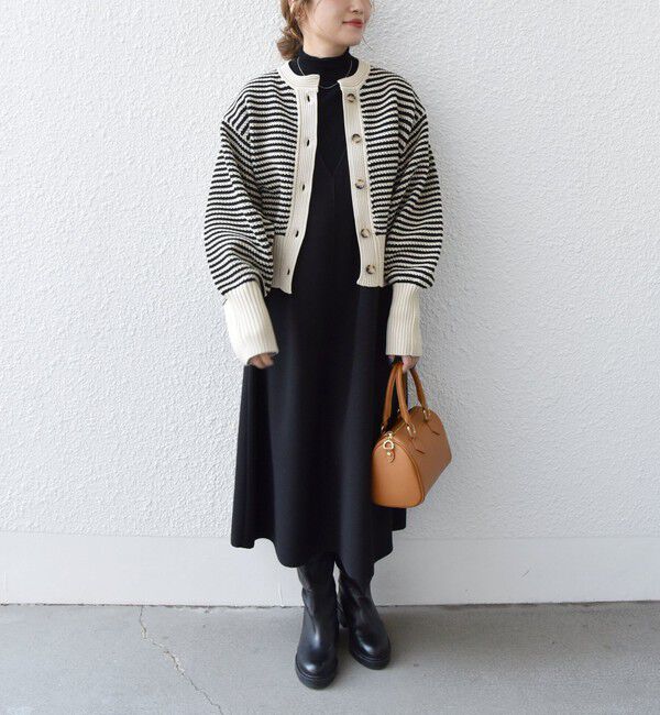 SHIPS any「SHIPS any: パターン コンパクト ショート ニット カーディガン」|カーディガン|