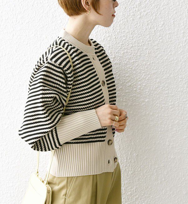 SHIPS any「SHIPS any: パターン コンパクト ショート ニット カーディガン」|カーディガン|