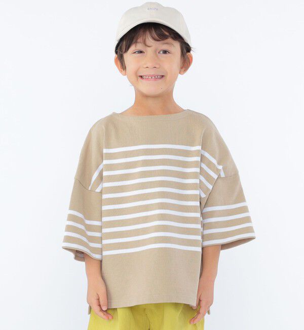 SHIPS KIDS「SHIPS KIDS:100～170cm / パネル ボーダー 半袖 TEE」|Tシャツ・カットソー|