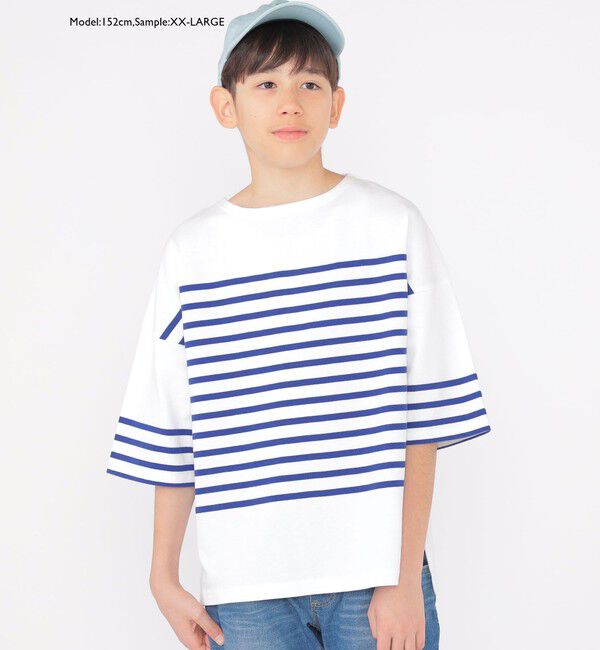 SHIPS KIDS「SHIPS KIDS:100～170cm / パネル ボーダー 半袖 TEE」|Tシャツ・カットソー|