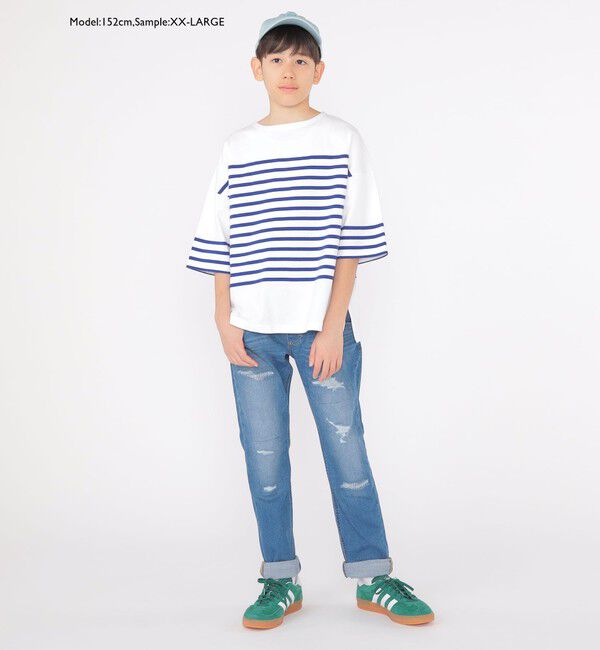 SHIPS KIDS「SHIPS KIDS:100～170cm / パネル ボーダー 半袖 TEE」|Tシャツ・カットソー|