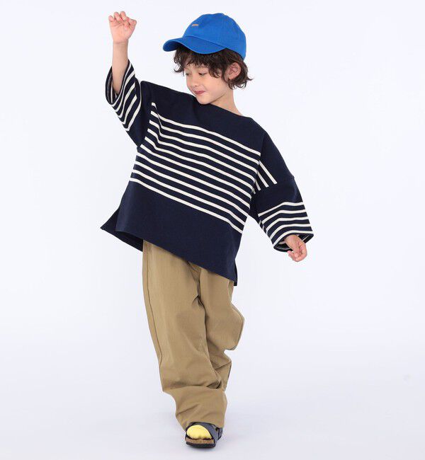 SHIPS KIDS「SHIPS KIDS:100～170cm / パネル ボーダー 半袖 TEE」|Tシャツ・カットソー|