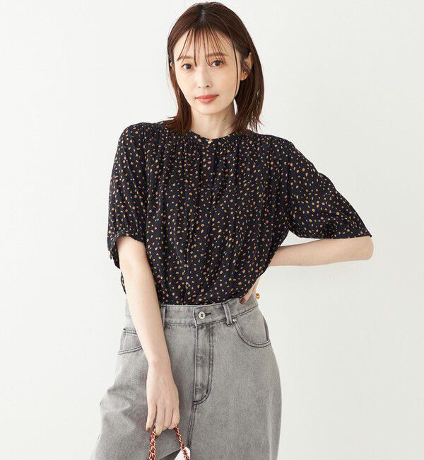 SHIPS Colors 「SHIPS Colors:〈洗濯機可能〉サテン ギャザー 5分袖 シャツ◇」|シャツ・ブラウス|