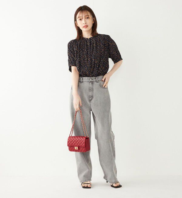 SHIPS Colors 「SHIPS Colors:〈洗濯機可能〉サテン ギャザー 5分袖 シャツ◇」|シャツ・ブラウス|