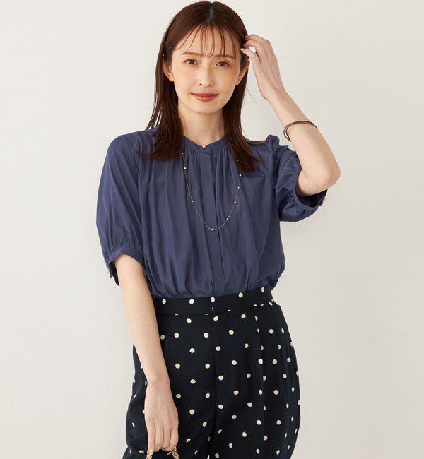 SHIPS Colors 「SHIPS Colors:〈洗濯機可能〉サテン ギャザー 5分袖 シャツ◇」|シャツ・ブラウス|