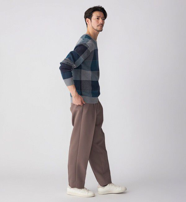 SHIPS「SHIPS:〈手洗い可能〉コットン カシミヤ チェック クルーネック ニット」|ニット・セーター|