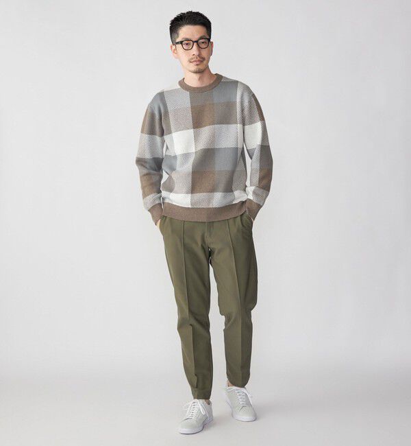 SHIPS「SHIPS:〈手洗い可能〉コットン カシミヤ チェック クルーネック ニット」|ニット・セーター|