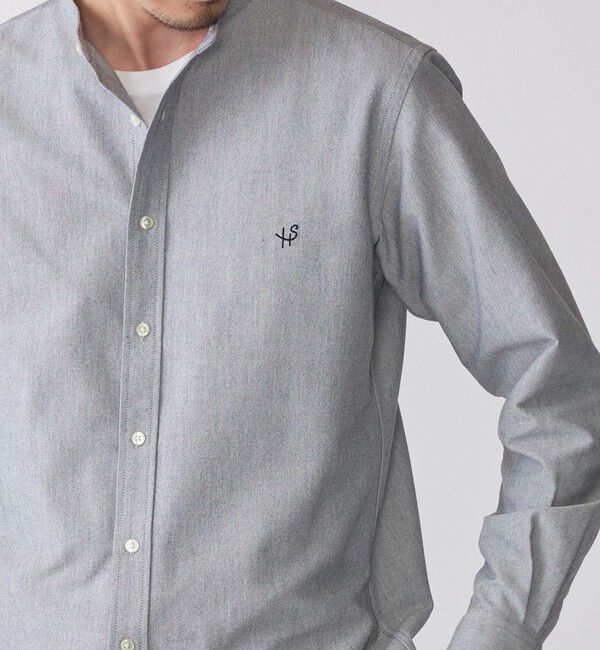 SHIPS「【WEB限定】SHIPS: 防シワ・吸水速乾 Drymix(R) ワンポイントロゴバンドカラーシャツ」|シャツ・ブラウス|