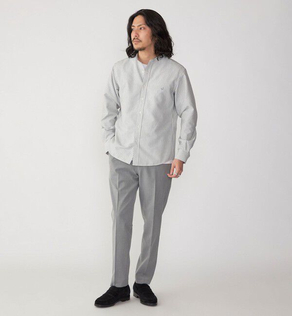 SHIPS「【WEB限定】SHIPS: 防シワ・吸水速乾 Drymix(R) ワンポイントロゴバンドカラーシャツ」|シャツ・ブラウス|