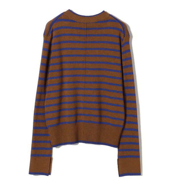 SHIPS for women「【WEB限定】〈手洗い可能〉ボーダー リブ スリーブ ベーシック ニット」|ニット・セーター|