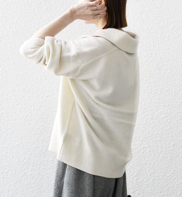 SHIPS any「SHIPS any: AQUA カシミヤ ミックス スキッパーカラー プルオーバー」|ニット・セーター|