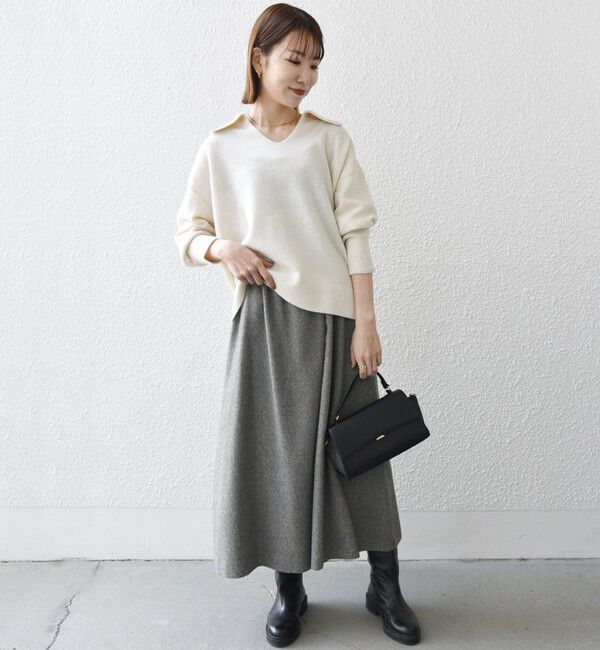 SHIPS any「SHIPS any: AQUA カシミヤ ミックス スキッパーカラー プルオーバー」|ニット・セーター|