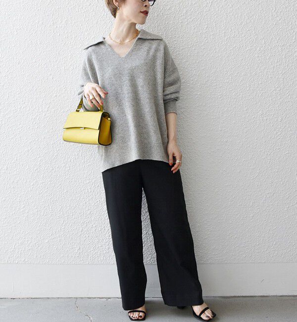 SHIPS any「SHIPS any: AQUA カシミヤ ミックス スキッパーカラー プルオーバー」|ニット・セーター|