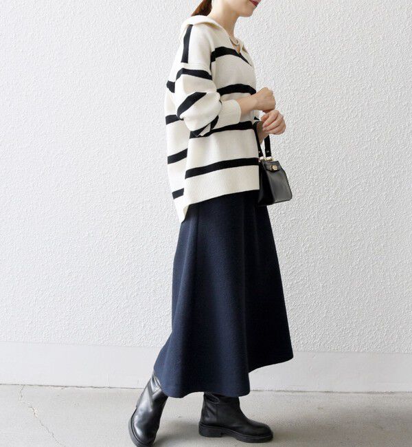 SHIPS any「SHIPS any: AQUA カシミヤ ミックス スキッパーカラー プルオーバー」|ニット・セーター|