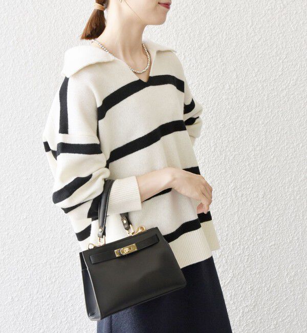 SHIPS any「SHIPS any: AQUA カシミヤ ミックス スキッパーカラー プルオーバー」|ニット・セーター|