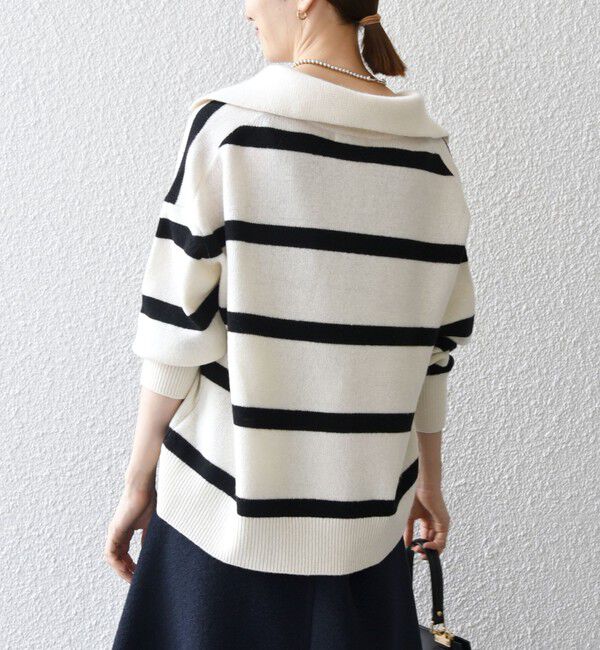SHIPS any「SHIPS any: AQUA カシミヤ ミックス スキッパーカラー プルオーバー」|ニット・セーター|