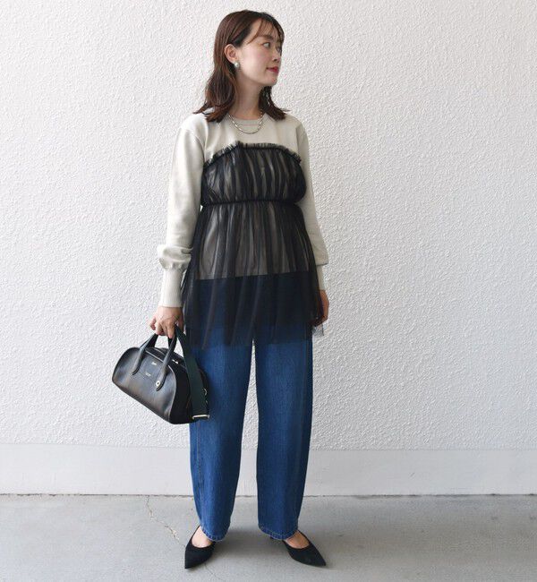 SHIPS for women「* 〈手洗い可能〉チュール ドッキング ニット ◇」|ニット・セーター|