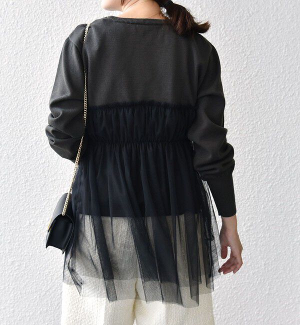 SHIPS for women「* 〈手洗い可能〉チュール ドッキング ニット ◇」|ニット・セーター|