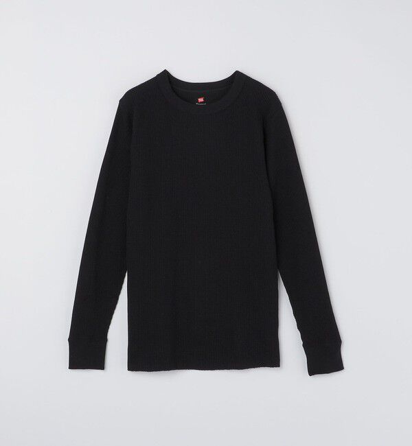 SHIPS any「Hanes: USAコットン サーマル クルーネック ロングスリーブ Tシャツ」|Tシャツ・カットソー|ブラック