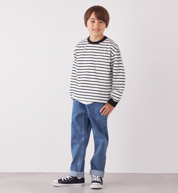 SHIPS any「SHIPS any: リンガーネック ボーダー 長袖 ポケット Tシャツ<KIDS>」|Tシャツ・カットソー|