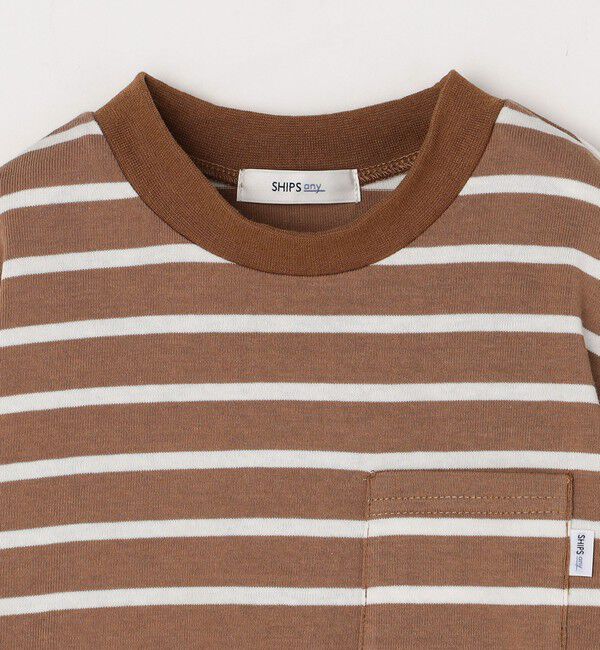 SHIPS any「SHIPS any: リンガーネック ボーダー 長袖 ポケット Tシャツ<KIDS>」|Tシャツ・カットソー|