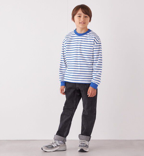 SHIPS any「SHIPS any: リンガーネック ボーダー 長袖 ポケット Tシャツ<KIDS>」|Tシャツ・カットソー|