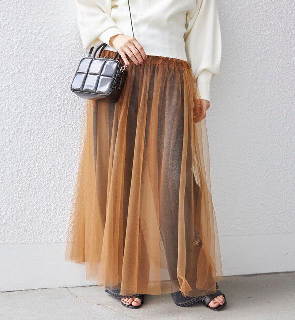 SHIPS for women「〈手洗い可能〉レイヤード シャーリング チュール スカート」|スカート|