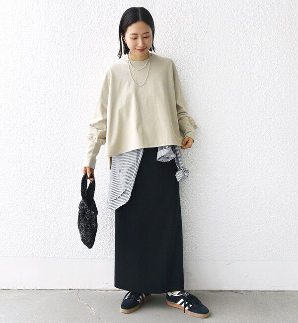 SHIPS for women「〈洗濯機可能〉ロング リブ スリーブ フリル カットソー」|Tシャツ・カットソー|