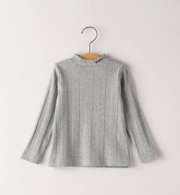 SHIPS KIDS「SHIPS KIDS:80～90cm / ランダム リブ ハイネック カットソー」|Tシャツ・カットソー|グレー