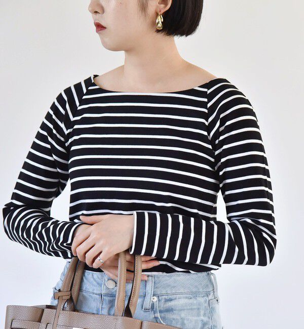 quaranciel「quaranciel:〈洗濯機可能〉ラウンドネック ボーダー カットソー」|Tシャツ・カットソー|