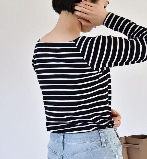 quaranciel「quaranciel:〈洗濯機可能〉ラウンドネック ボーダー カットソー」|Tシャツ・カットソー|