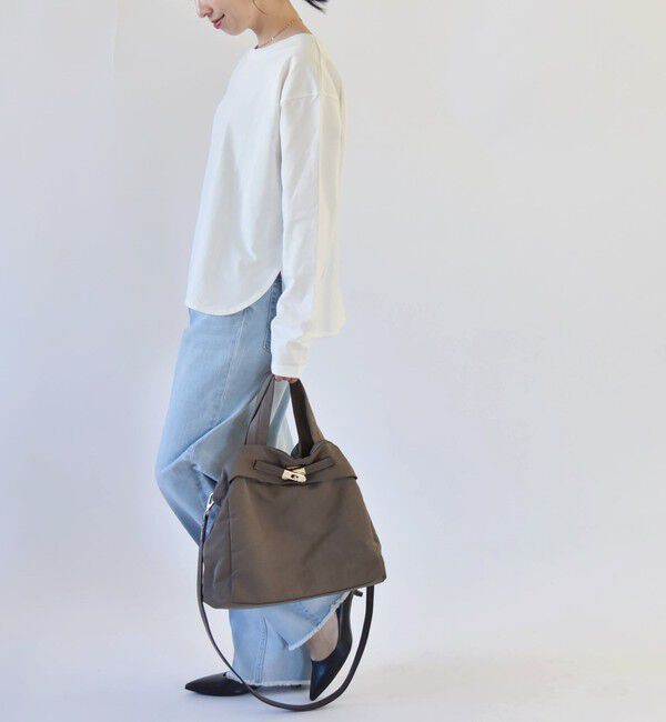 quaranciel「quaranciel:〈洗濯機可能〉ラウンドヘム ロングスリーブ コンパクト Tシャツ」|Tシャツ・カットソー|