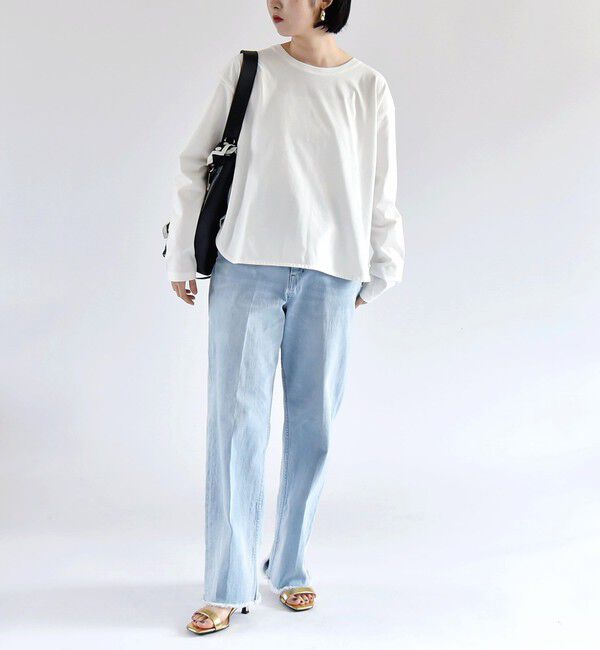 quaranciel「quaranciel:〈洗濯機可能〉ラウンドヘム ロングスリーブ コンパクト Tシャツ」|Tシャツ・カットソー|