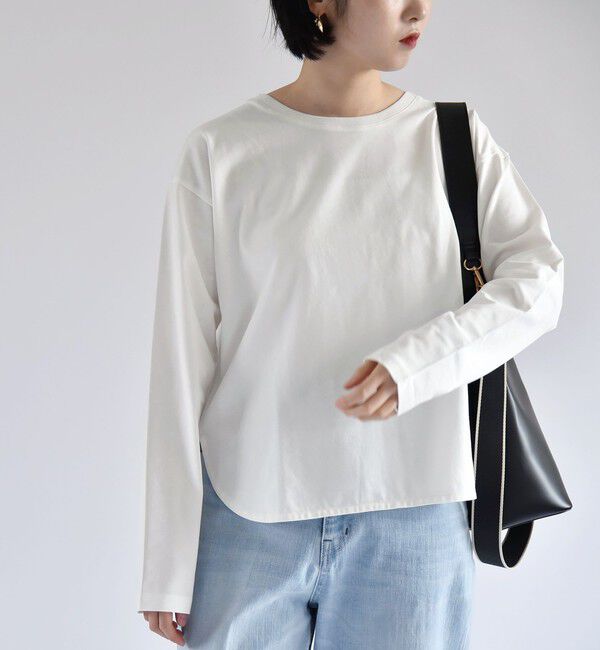 quaranciel「quaranciel:〈洗濯機可能〉ラウンドヘム ロングスリーブ コンパクト Tシャツ」|Tシャツ・カットソー|