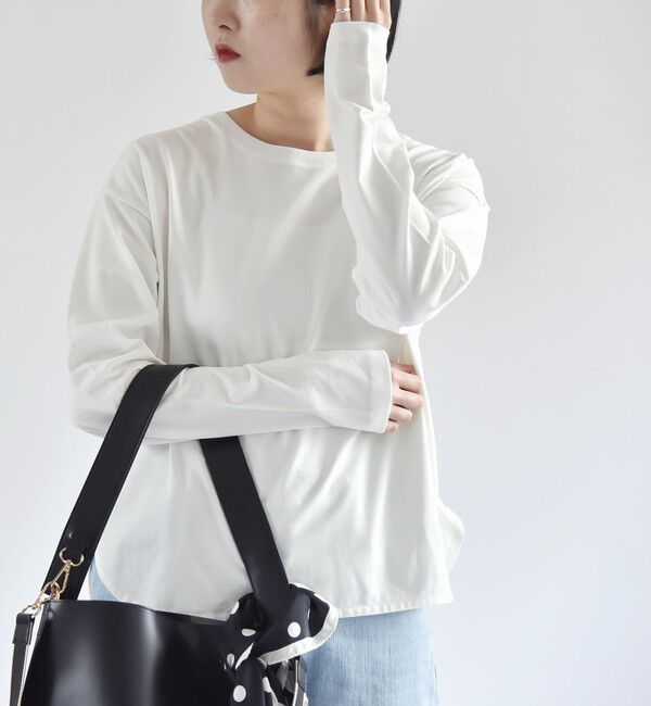 quaranciel「quaranciel:〈洗濯機可能〉ラウンドヘム ロングスリーブ コンパクト Tシャツ」|Tシャツ・カットソー|