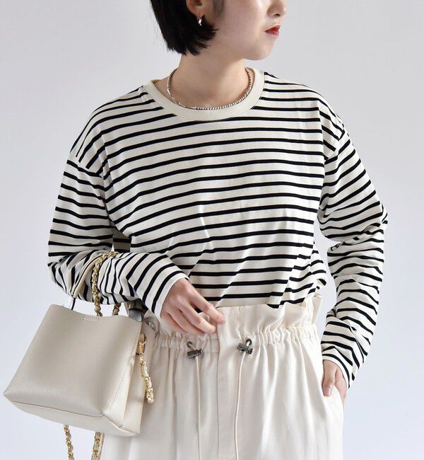 quaranciel「quaranciel:〈洗濯機可能〉ラウンドヘム ロングスリーブ コンパクト Tシャツ」|Tシャツ・カットソー|オフホワイト