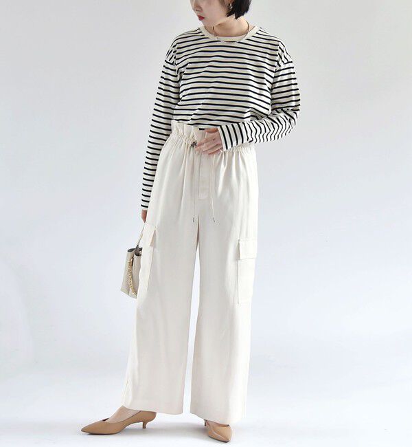 quaranciel「quaranciel:〈洗濯機可能〉ラウンドヘム ロングスリーブ コンパクト Tシャツ」|Tシャツ・カットソー|