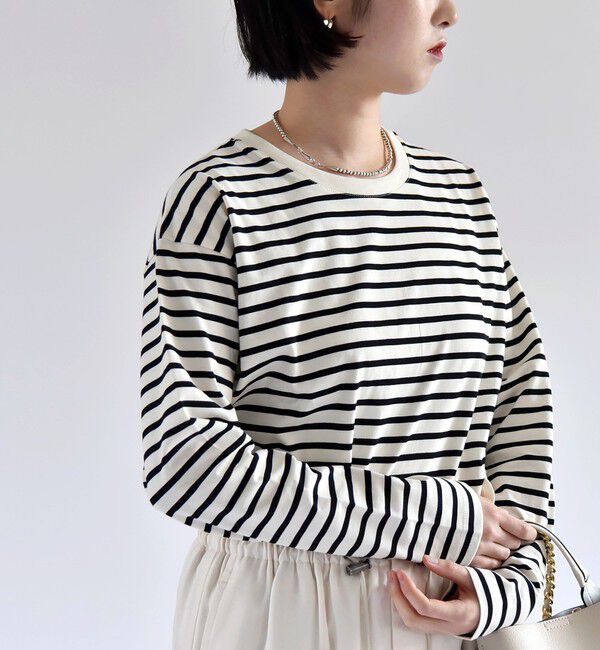 quaranciel「quaranciel:〈洗濯機可能〉ラウンドヘム ロングスリーブ コンパクト Tシャツ」|Tシャツ・カットソー|