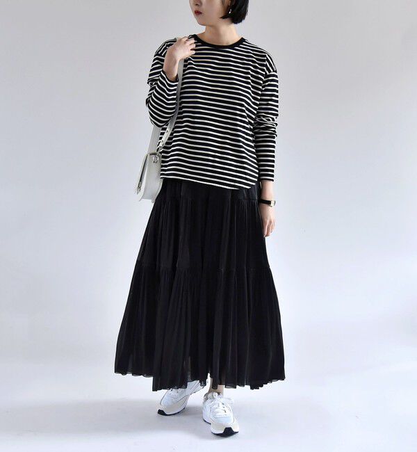 quaranciel「quaranciel:〈洗濯機可能〉ラウンドヘム ロングスリーブ コンパクト Tシャツ」|Tシャツ・カットソー|