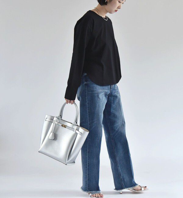 quaranciel「quaranciel:〈洗濯機可能〉ラウンドヘム ロングスリーブ コンパクト Tシャツ」|Tシャツ・カットソー|