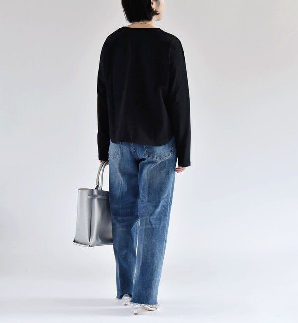 quaranciel「quaranciel:〈洗濯機可能〉ラウンドヘム ロングスリーブ コンパクト Tシャツ」|Tシャツ・カットソー|